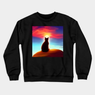 Cat Looking At Sunset Crewneck Sweatshirt